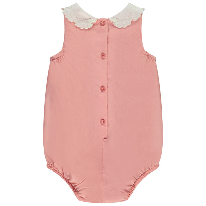 Barboteuse à col claudine brodé pour bébé fille
