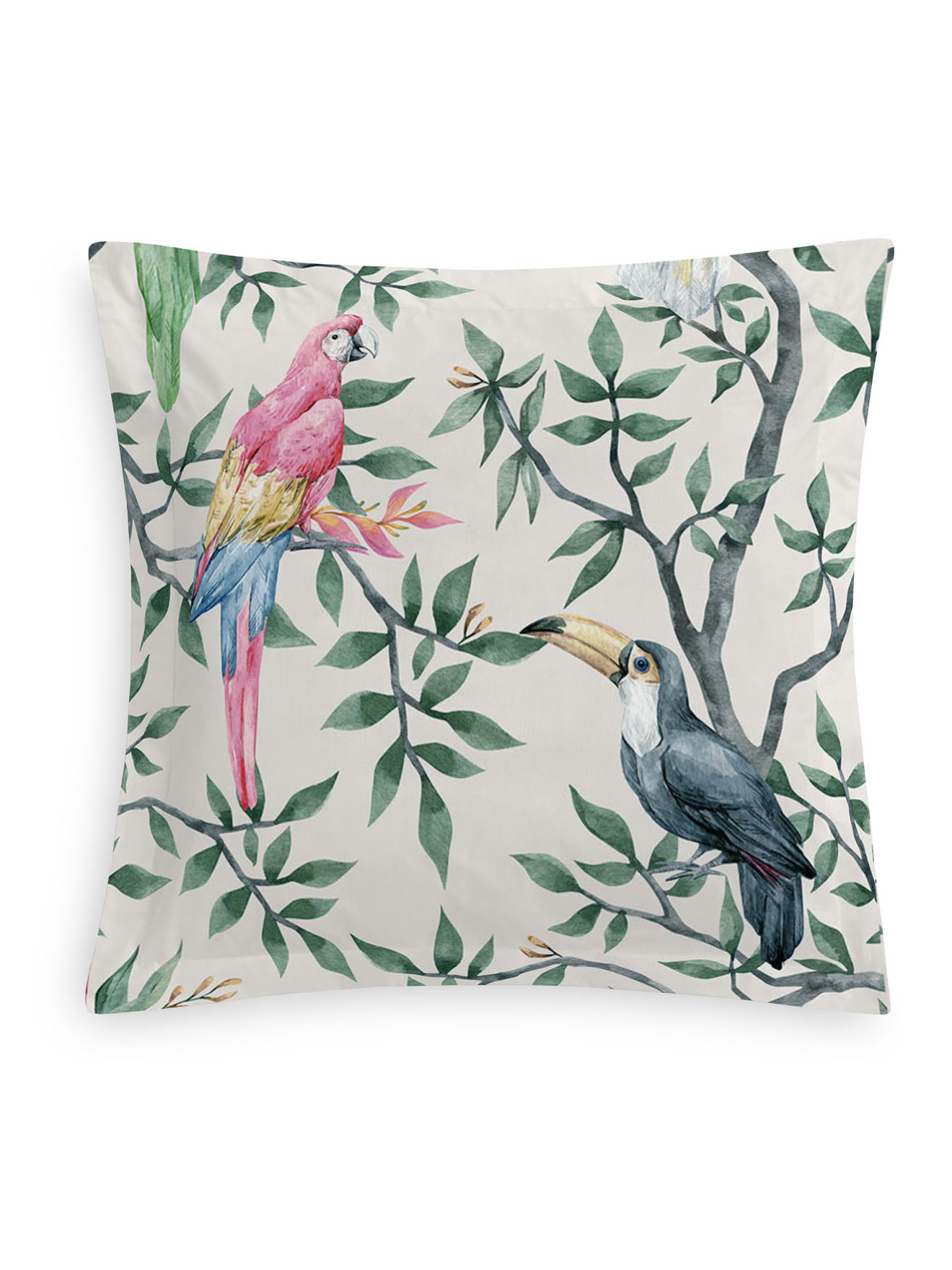 Taies feuillage et oiseaux exotiques