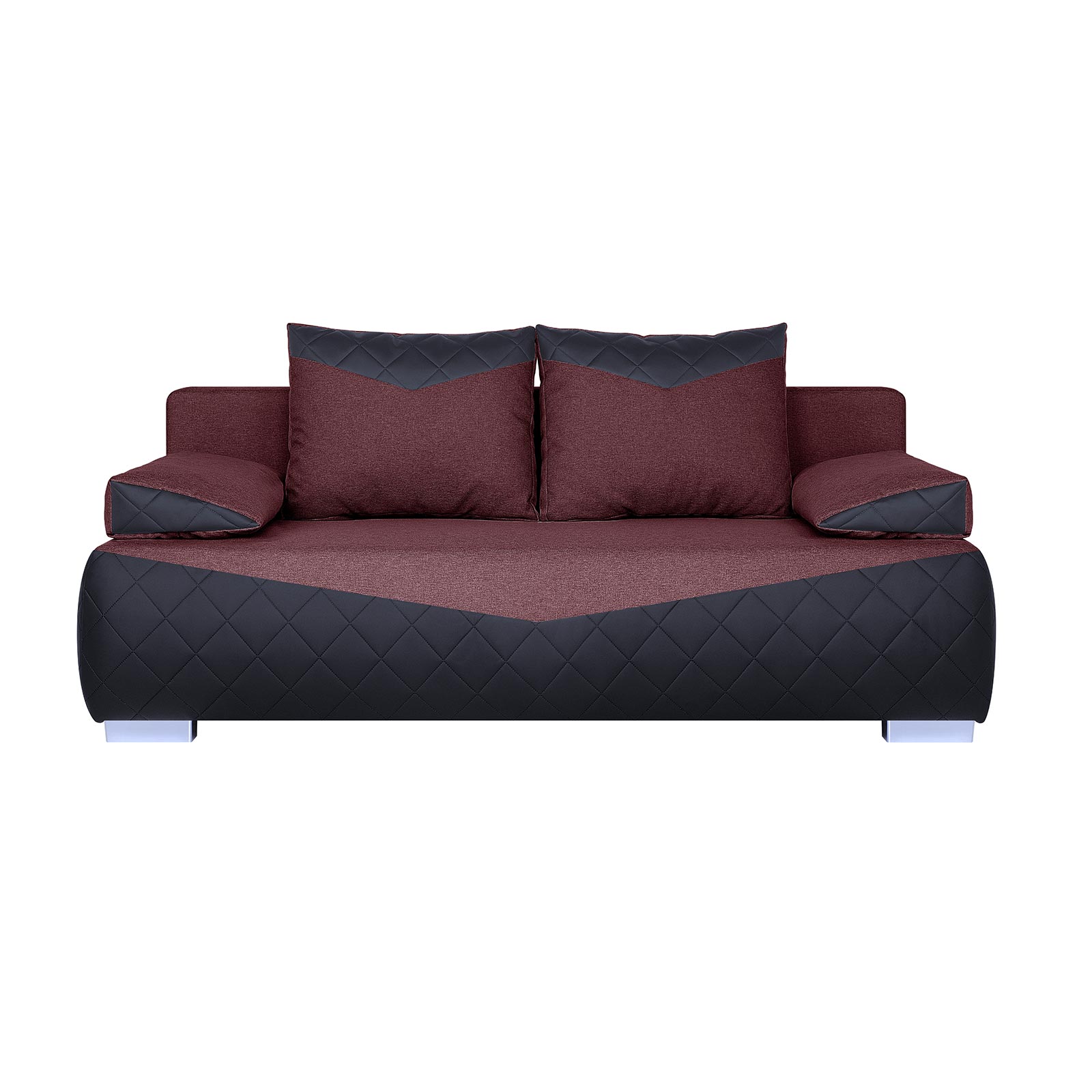 Boxspringsofa - schwarz-rot - Karosteppung - Dauerschläfer