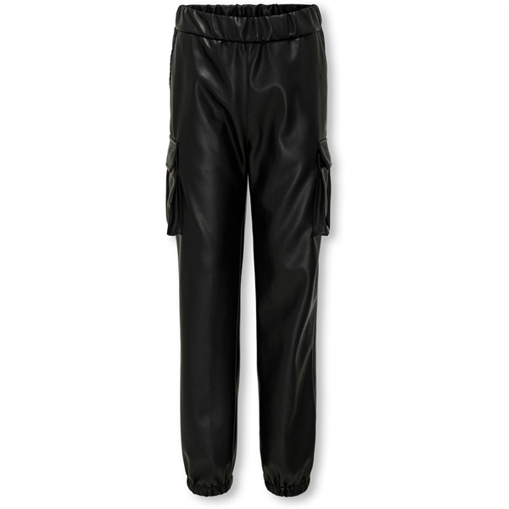 Black Heidi Faux Læder Trackpants