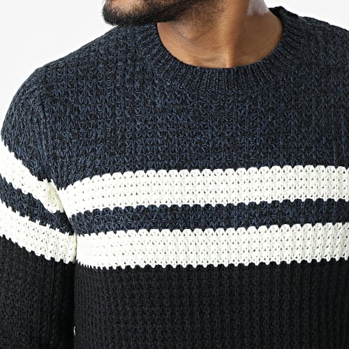 Pull Lazlo Noir Bleu Marine Blanc