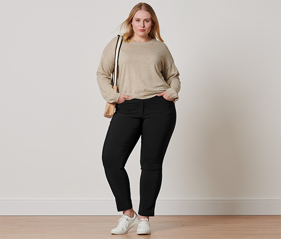 Feinstrickpullover mit Rippdetail, beige