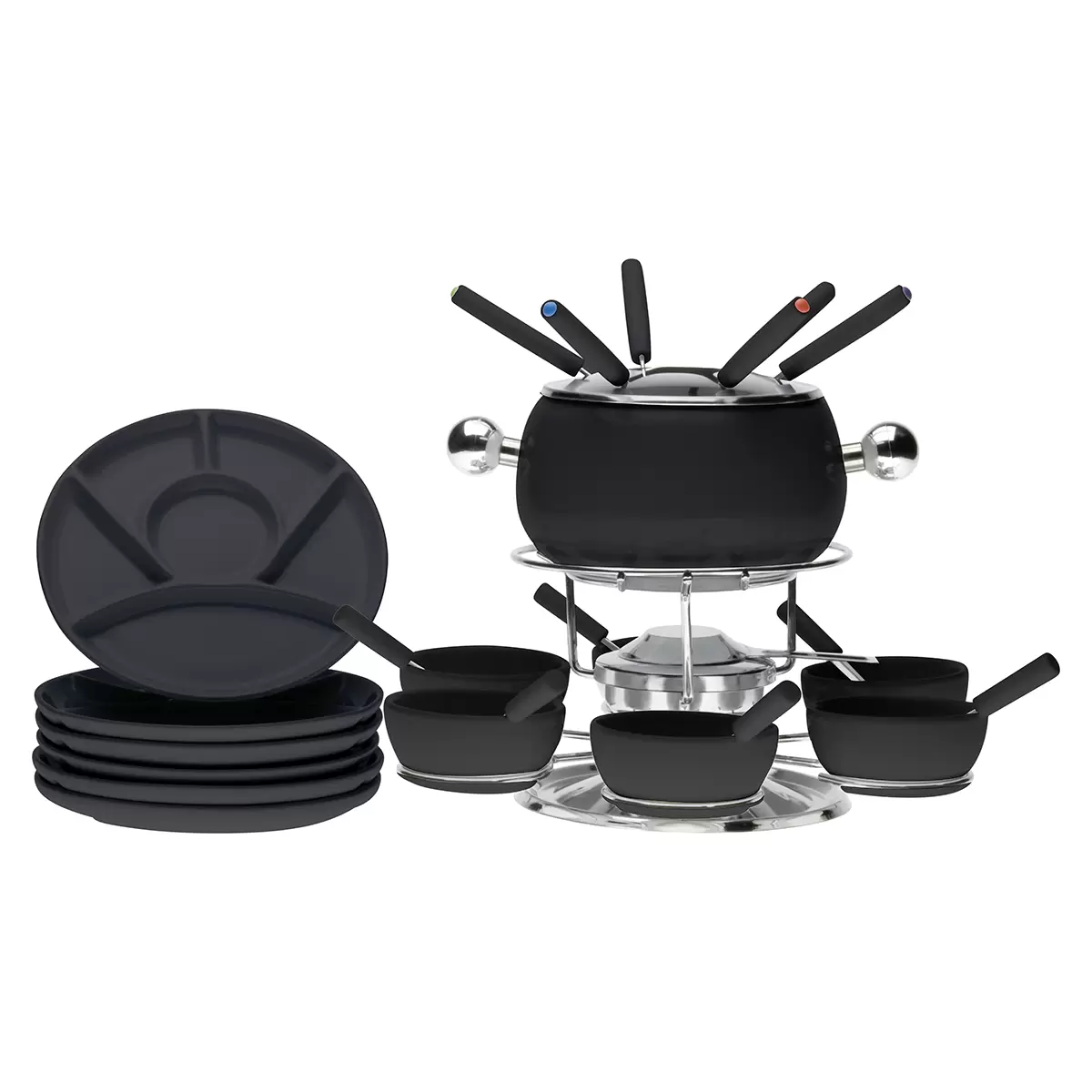 Fleisch- & Gemüse-Fondue Set Fiona Chrom,schwarz