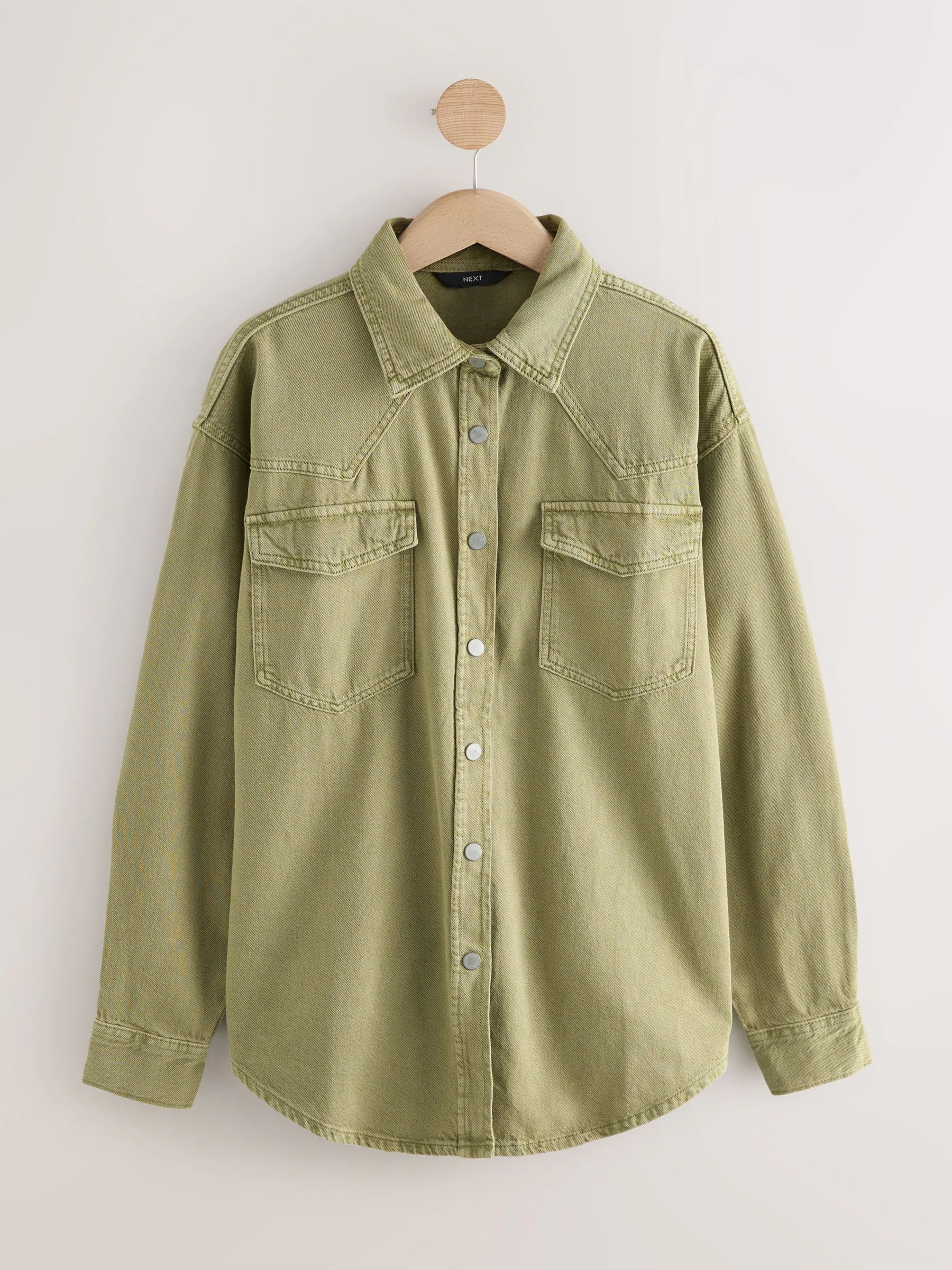 Mid Blue and Khaki Green - Oversized Denim Shirts 2 Pack