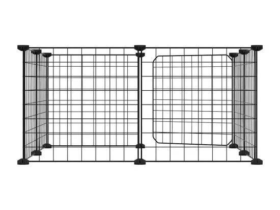 Cage animaux de compagnie à 8 panneaux et porte Noir 35x35 cm