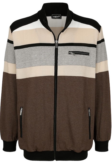 Men+ Sweatjacke, Ringel, Zipper, bis 80/82