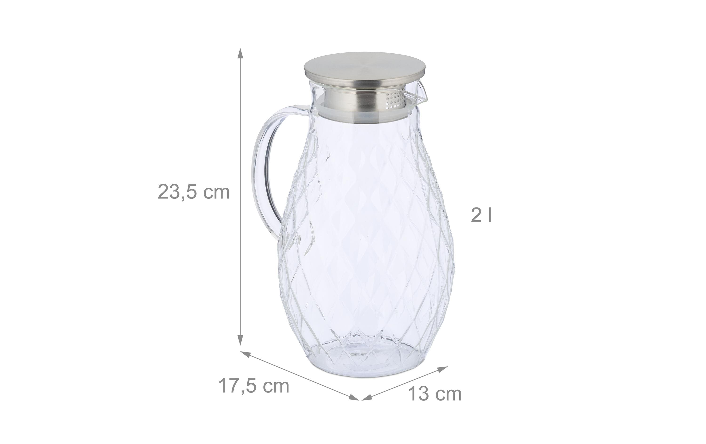 Krug 2 Liter, Silber/TransparentGlaskrug mit Deckel