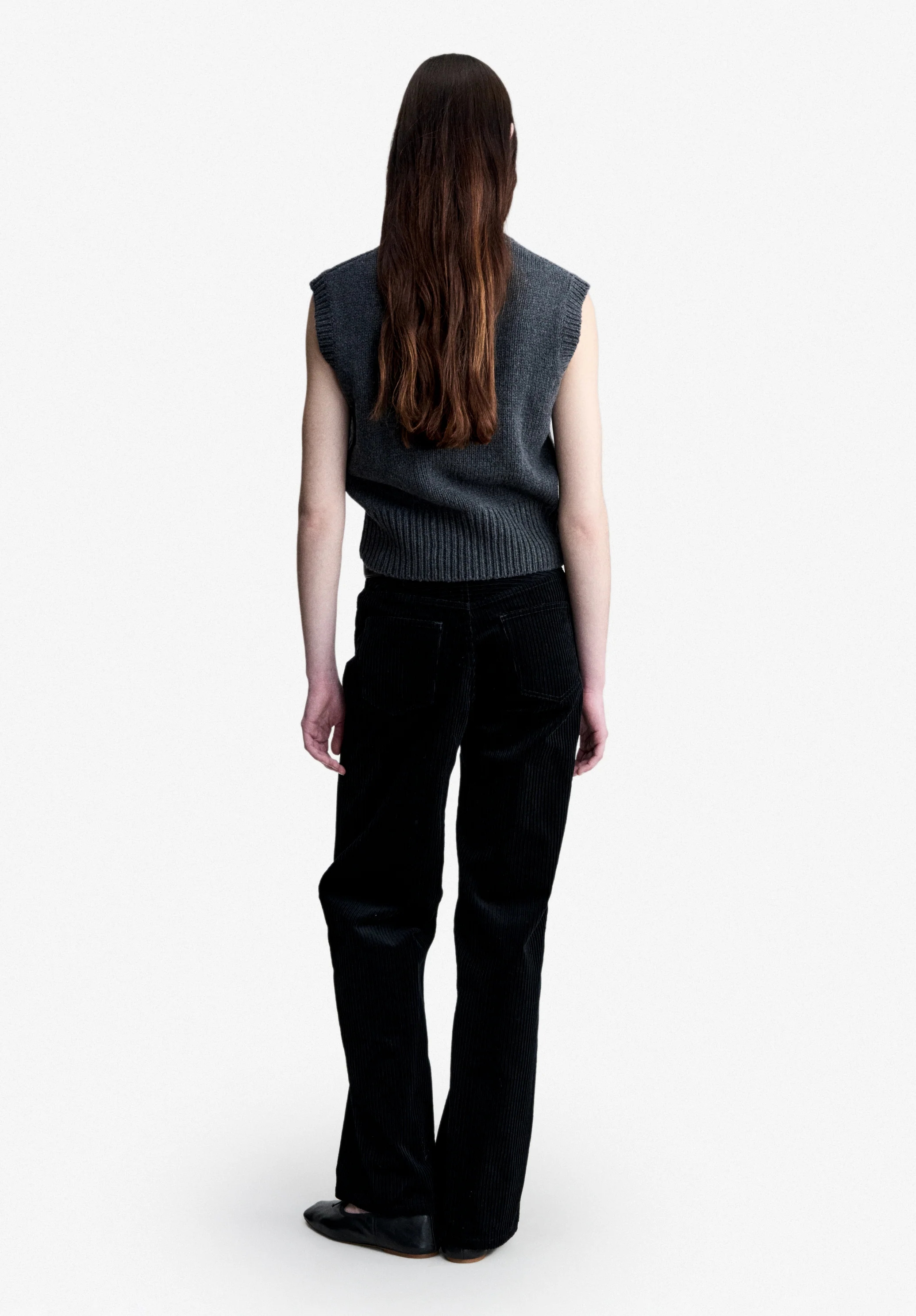 Pull sans manche gris anthracite en laine - Anthracite chine