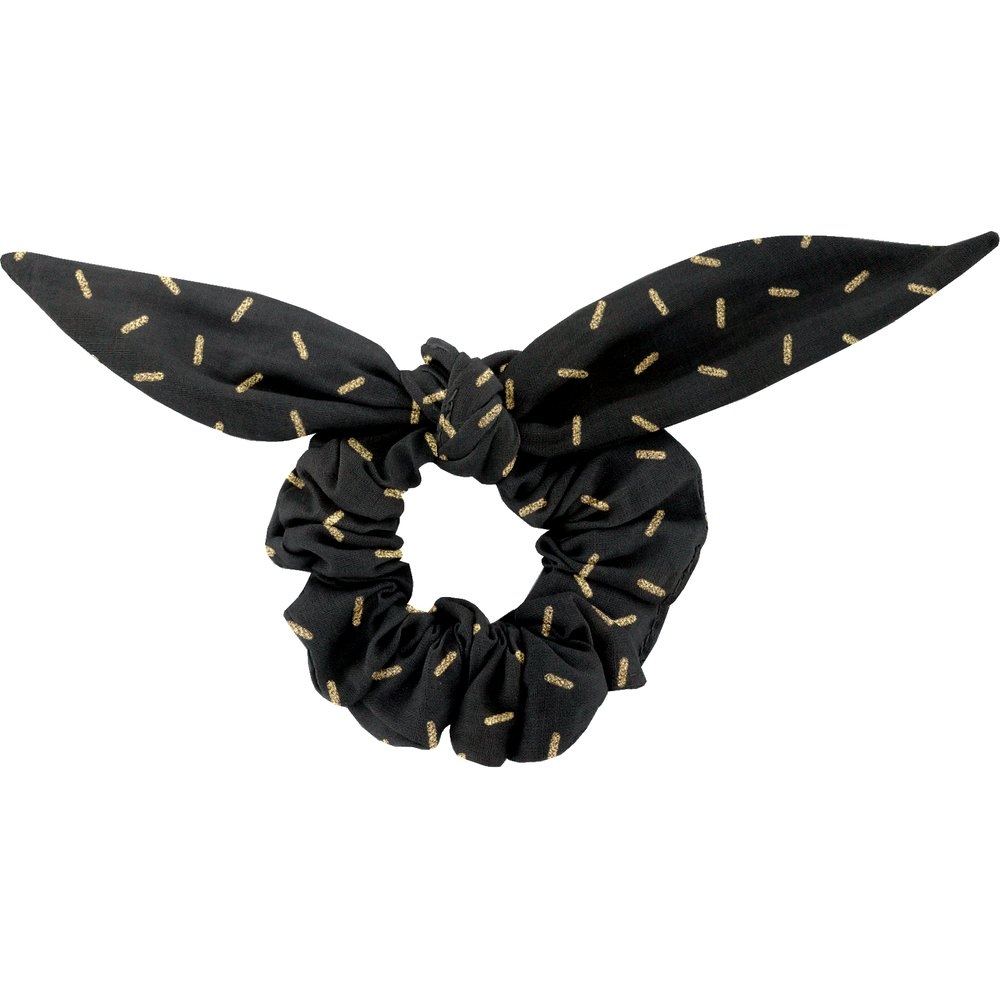 Chouchou Nœud  Paille Dorée Noir