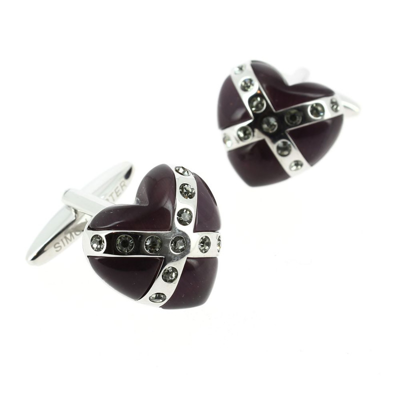 Boutons de manchette, coeur violet