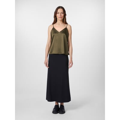 Damentop Seidensatin, Oliv