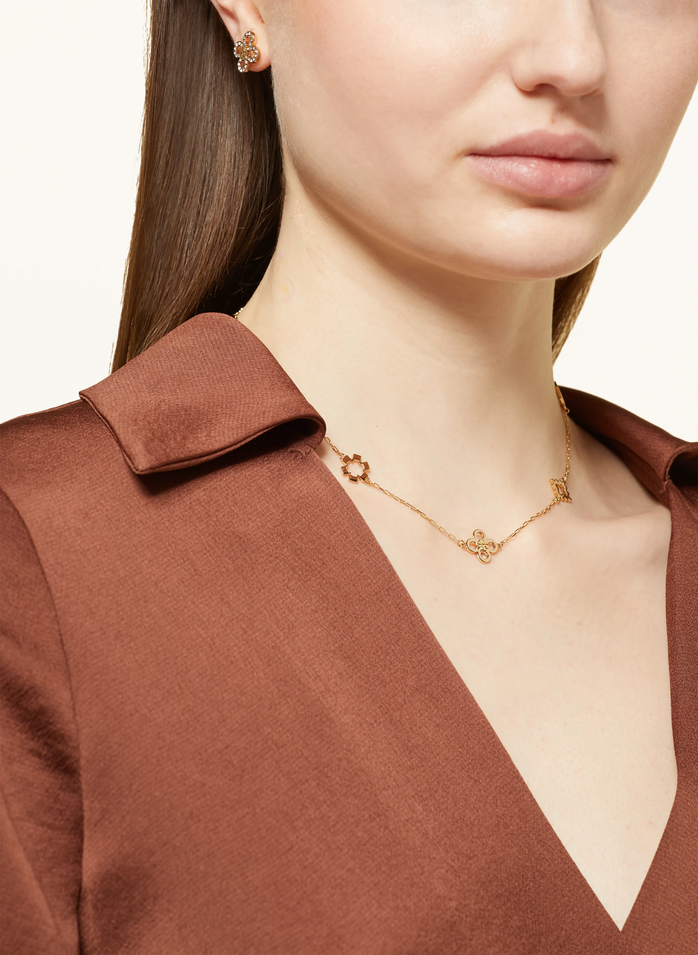 TORY BURCH Ohrstecker SMALL KIRA CLOVER PAVE STUD