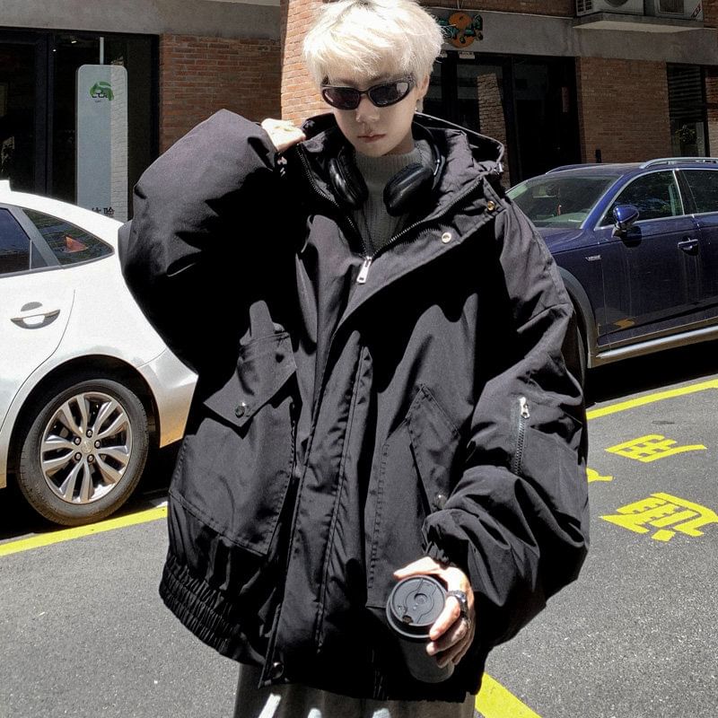 Drawouf - Effen parka met capuchon en rits
