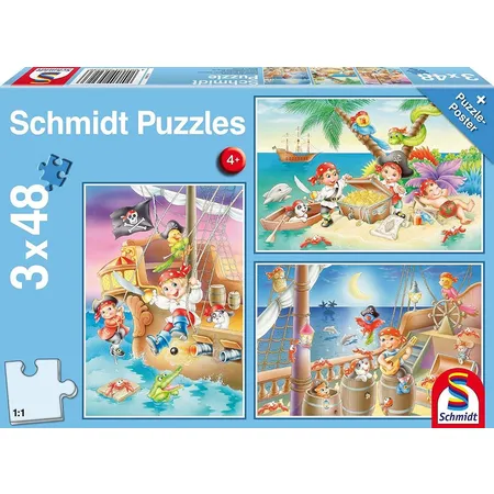 Schmidt Spiele KinderPuzzle - Piratenbande, 3 x 48 Teile