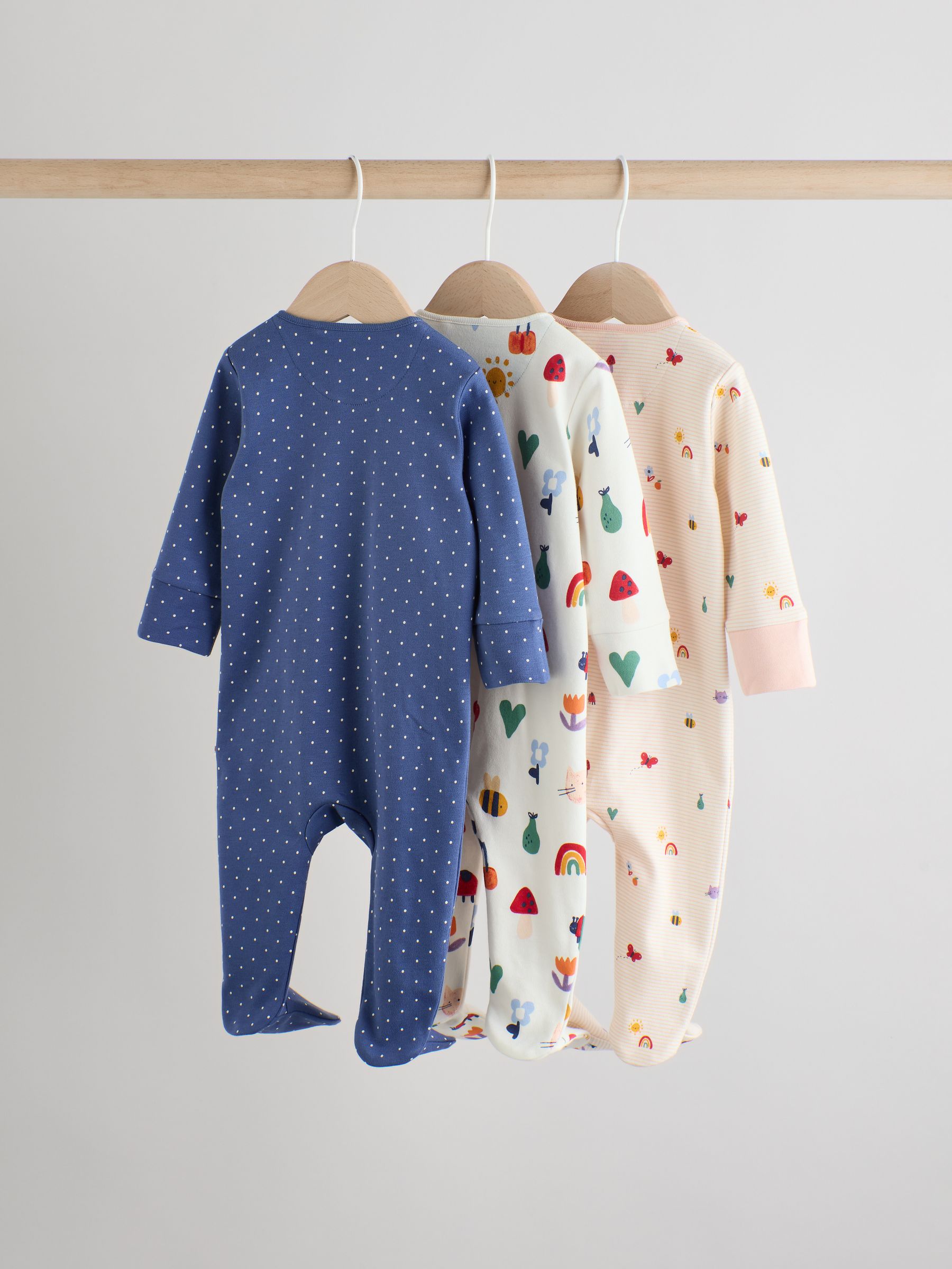 Marineblauw - Verpakking van 3 babypyjama's met tweewegrits (0-2jr)