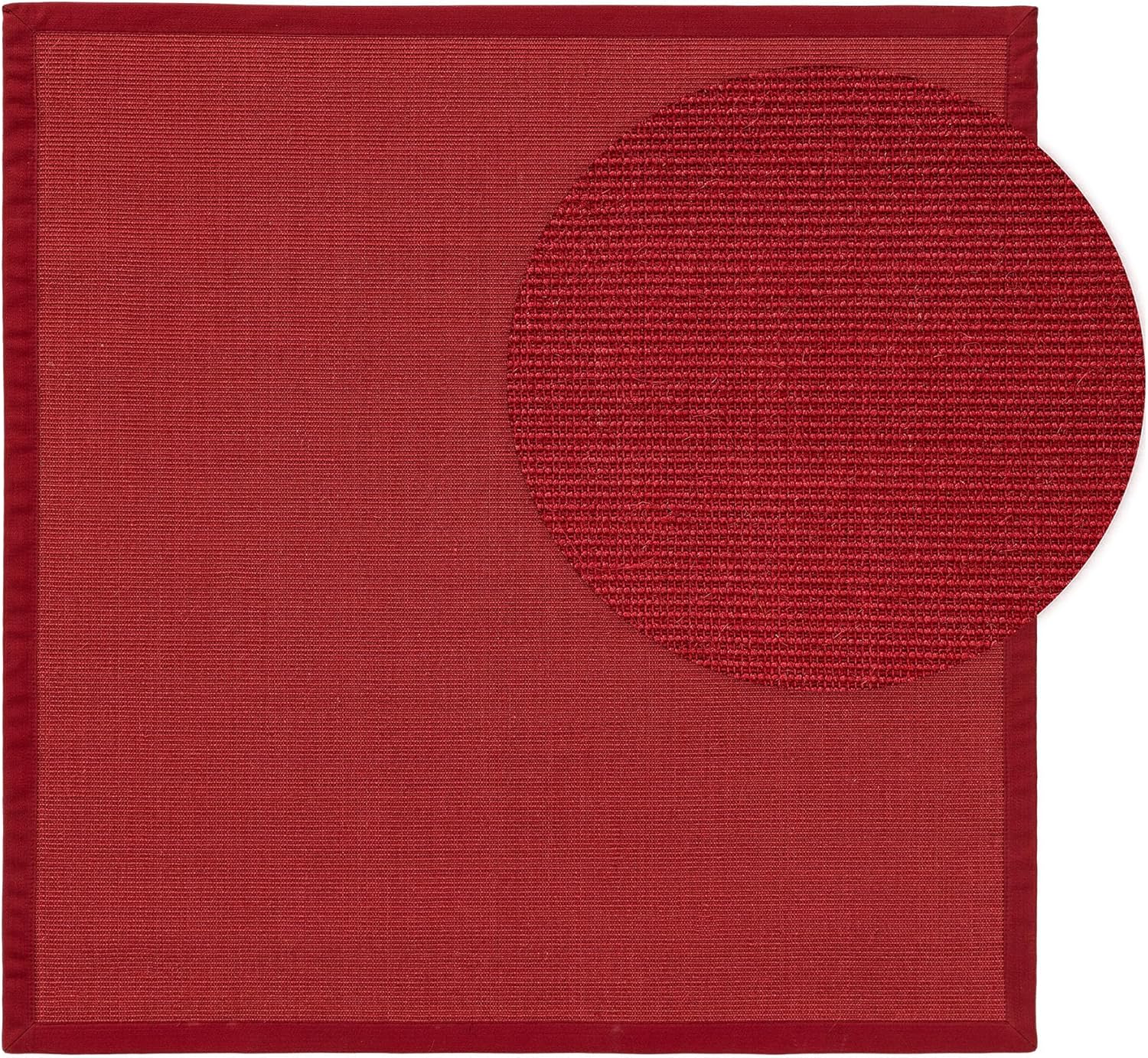benuta Nest Sisal Naturfaser Teppich Sana - Rot 150x150 cm - Robuster Teppich für Esszimmer & Wohnzimmer - 100% Sisal Naturfaser - Zeitloses Design
