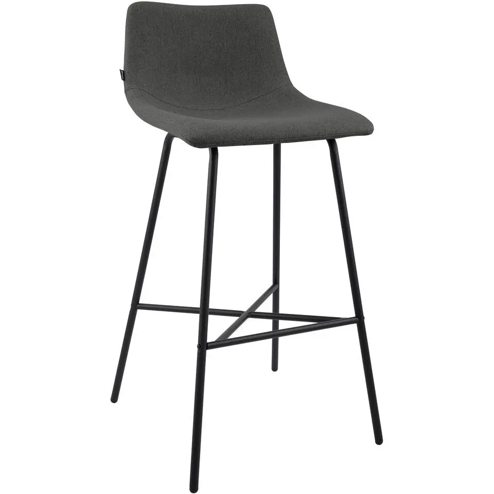 CLP Barkruk Altona zwart Frame - Stof - donkergrijs