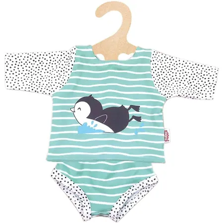 Heless 1118 - Schwimm-Outfit für Puppen im Pinguin Pünktchen Design, Größe 28 - 35 cm