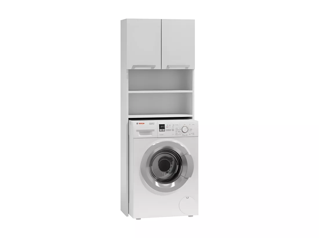 COMO - Meuble pour machine à laver - 64x183x30cm - Rangement espace buanderie lave linge salle de bains - Style moderne