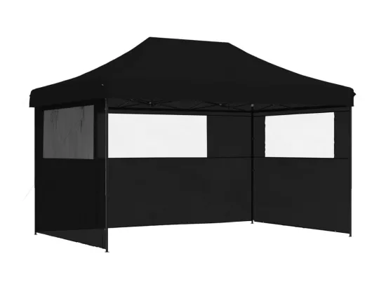 Tente de réception pliable escamotable 3 parois latérales noir
