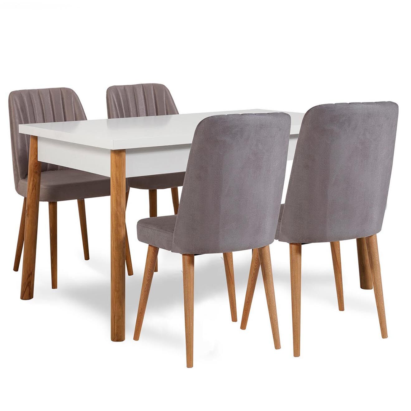Homitis Ensemble Table + 4 Chaises Costa 0701 beige/blanc/gris