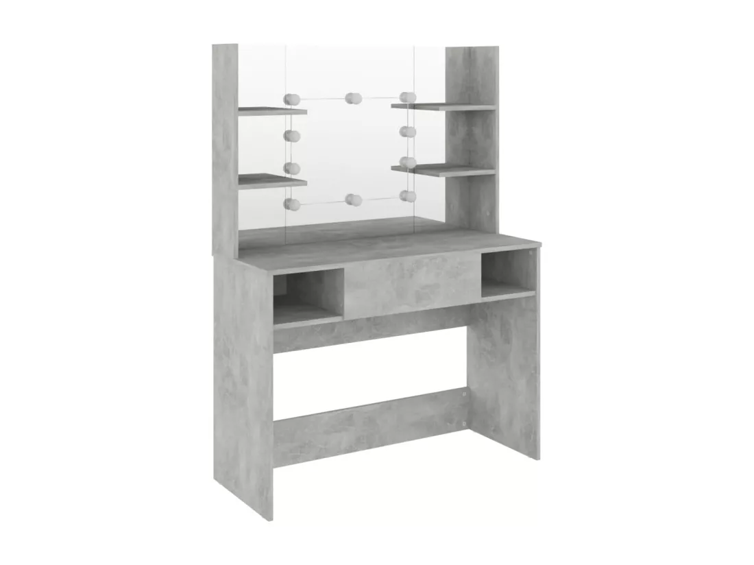 Table de maquillage éclairage LED 100x40x135 cm MDF Gris béton