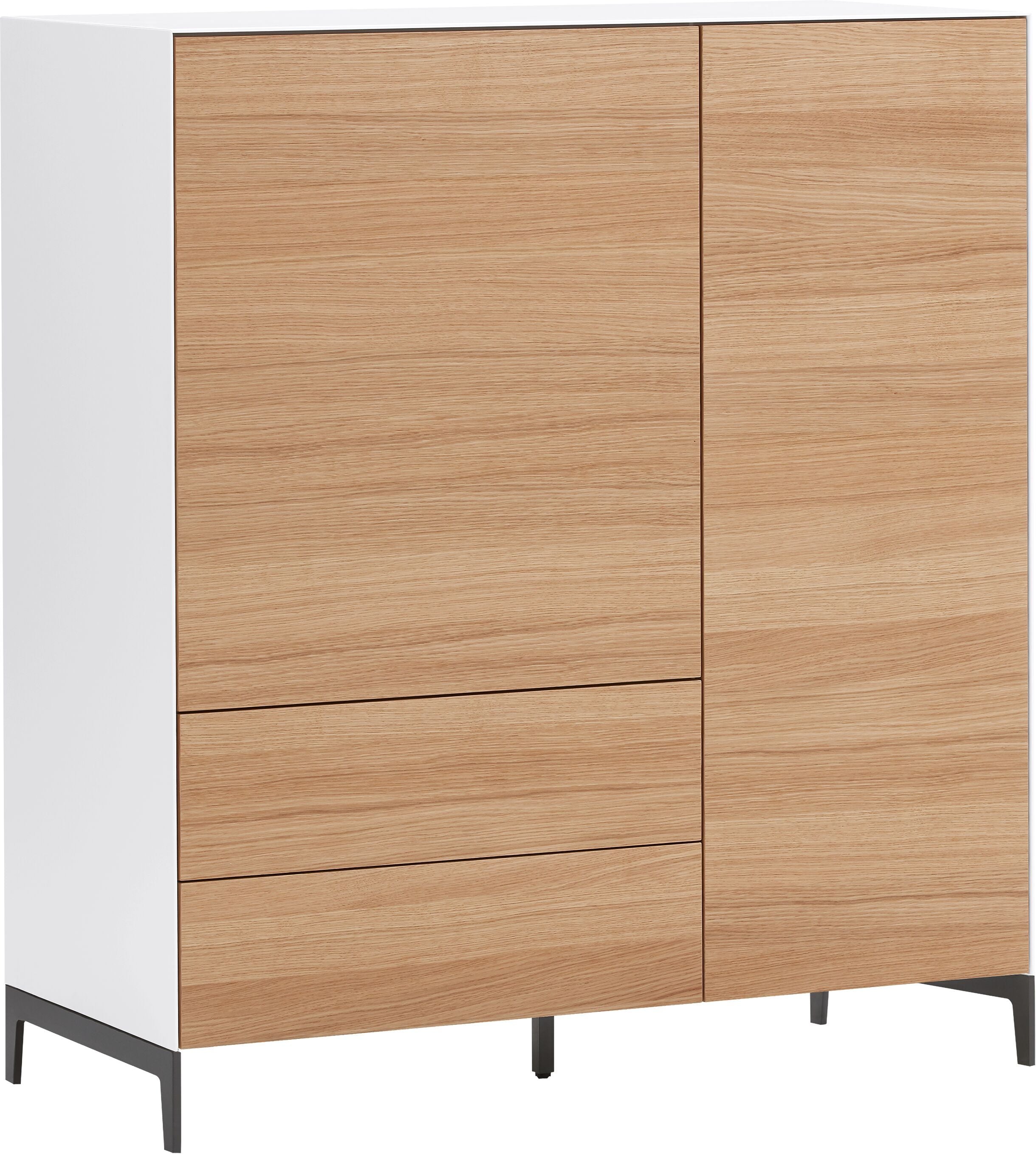 LUX Highboard - Weiss / Eiche / B: 100.0 cm x T: 46.0 cm x H: 123.5 cm