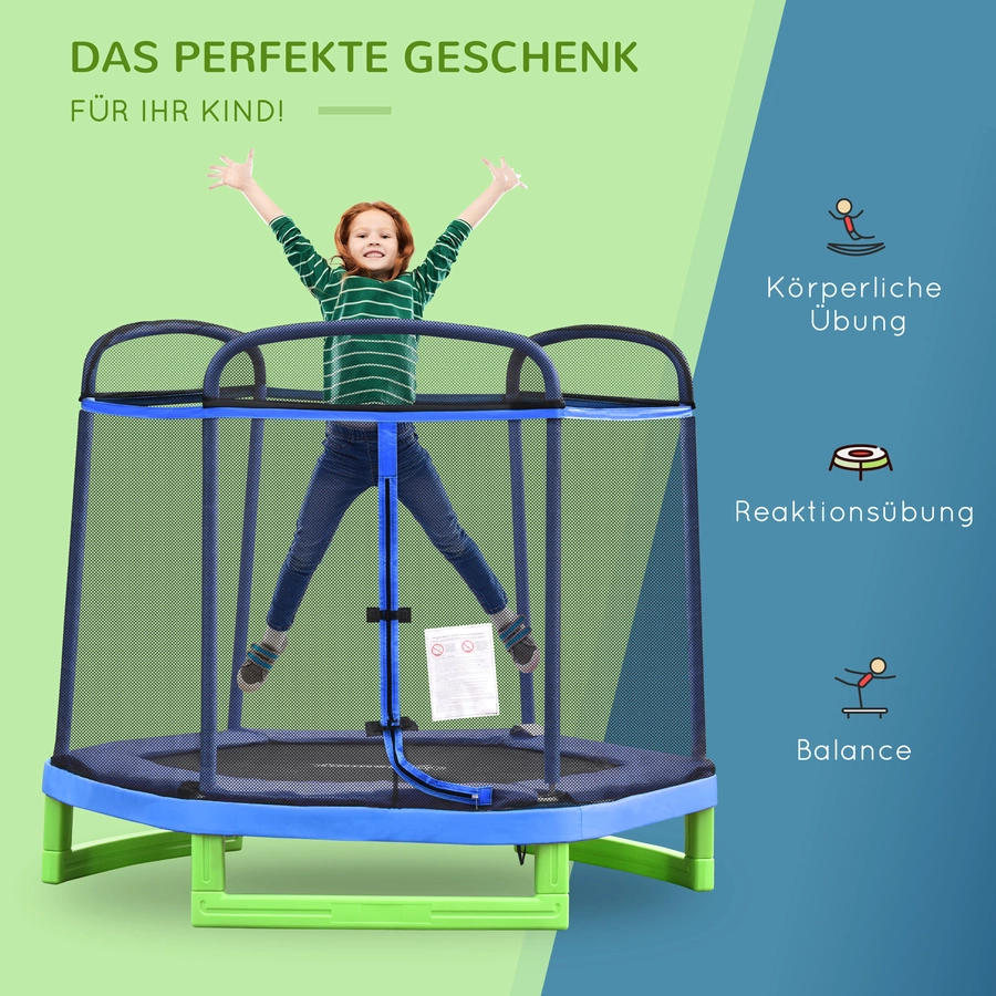 HOMCOM Kinder Trampolin mit PE Netz bunt