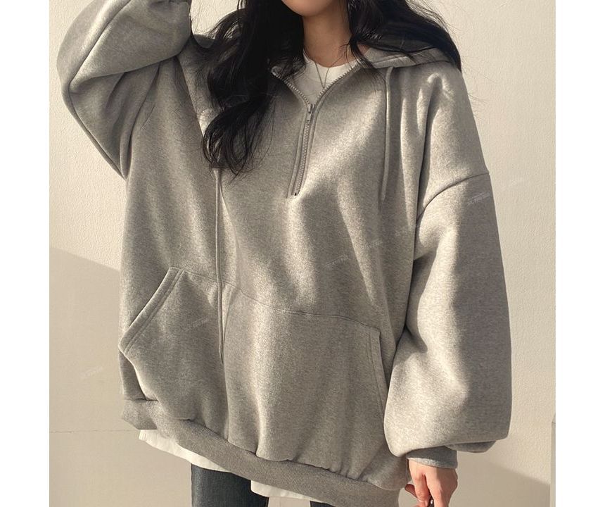 Meatacci - Effen hoodie met halve rits