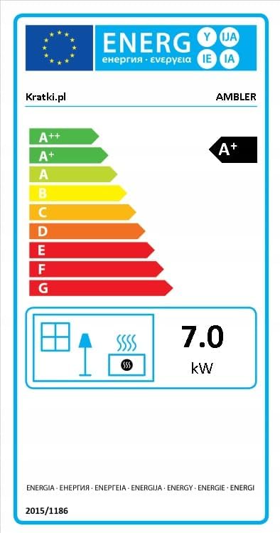 Kaminofen aus Stahl KRATKI Ambler fi 150 7 kW Stahlofen Modern BImSchV Stufe 2 Flamme Verte 7 Energieklasse A+ mit Türfeder