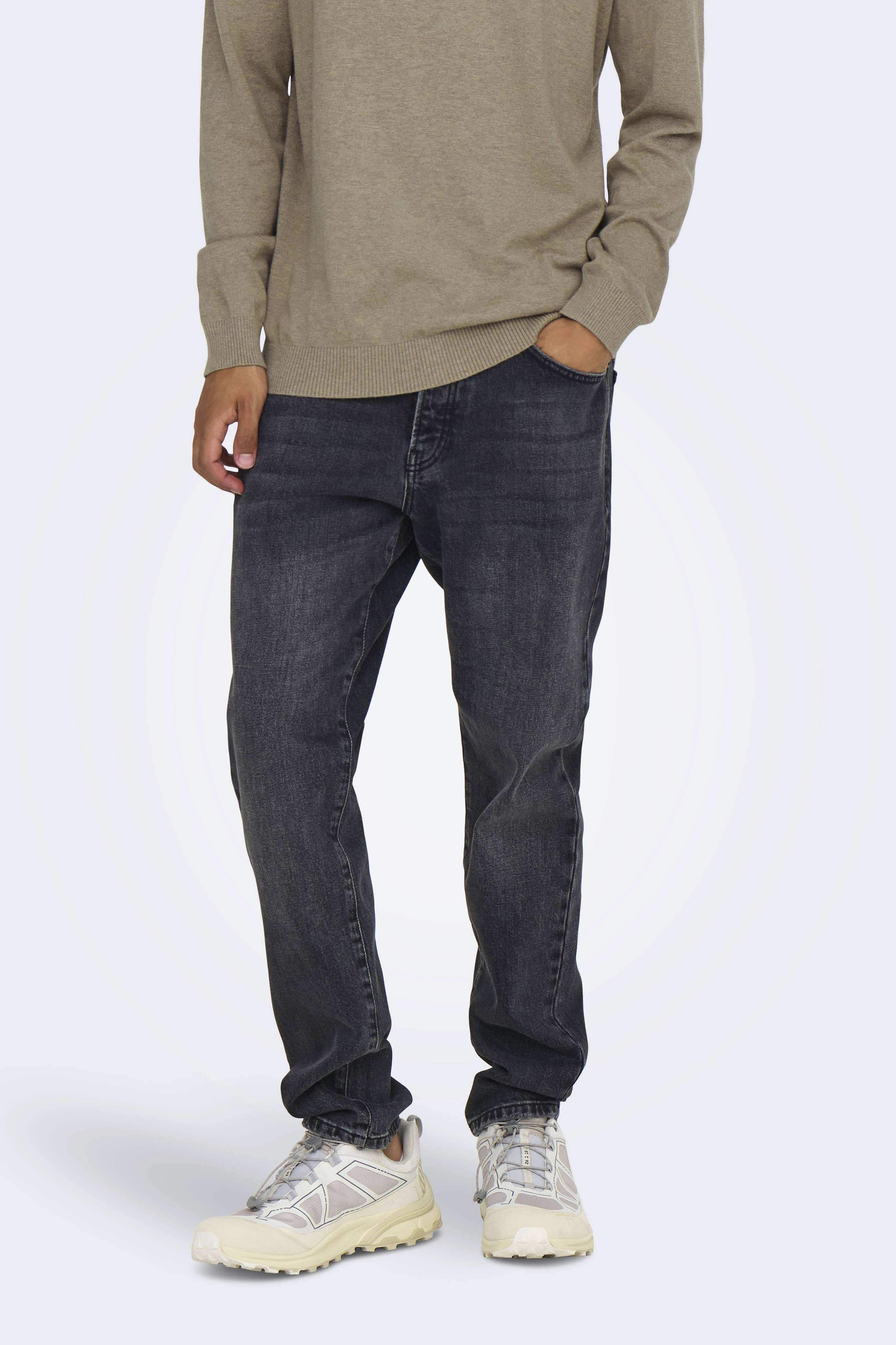 ONLY & SONS tapered fit jeans ONSYOKE TAPERED WB 7850 grijs