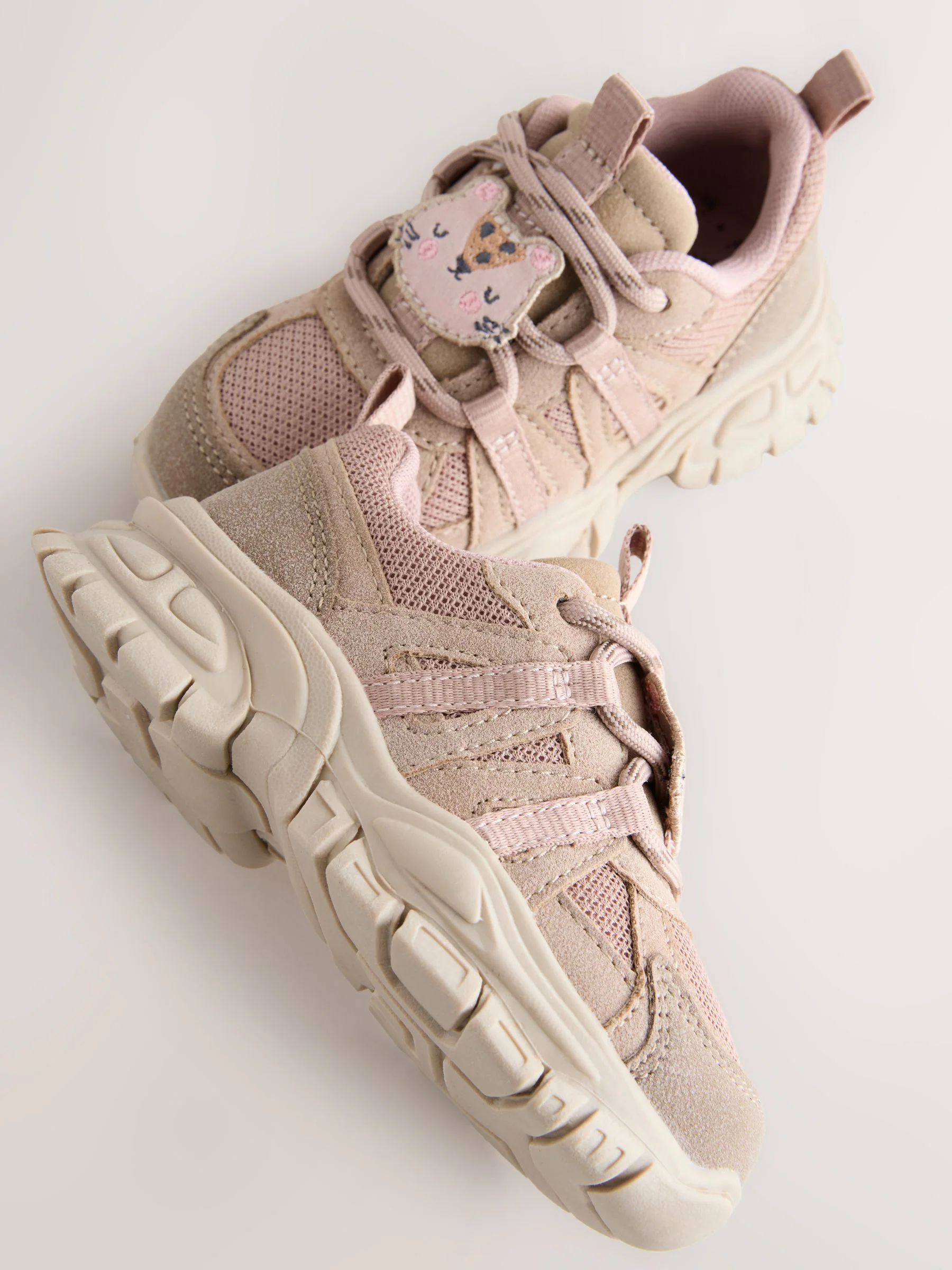 Mokkabruin met bee - Sneakers met dikke zool