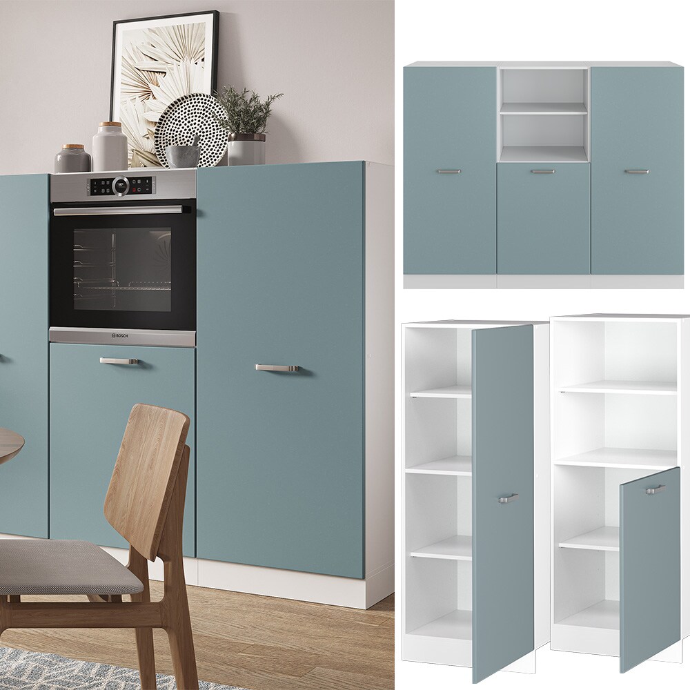 Vicco Küchenzeile R-Line Solid Weiß Blau Grau 180 cm modern Küchenschränke Küchenmöbel
