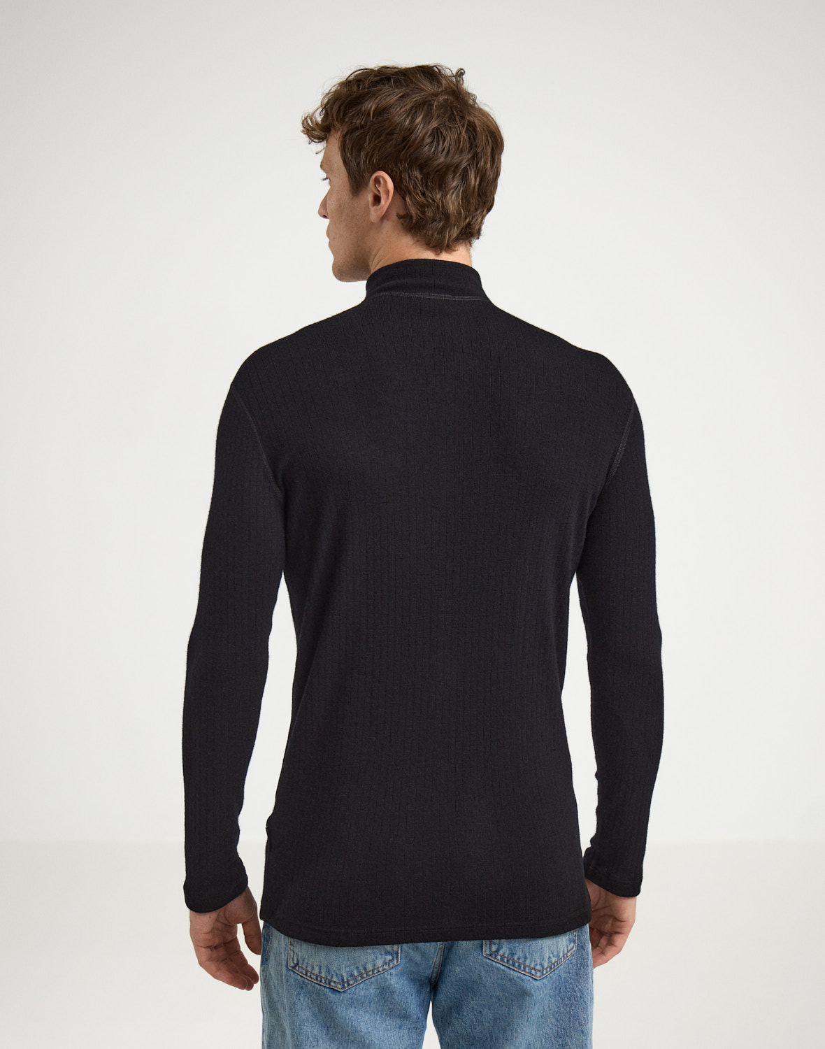 Shirt met halve rits van merinowol voor heren