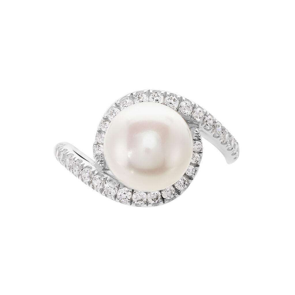 Bague Loris Argent Blanc Perle De Culture Et Oxyde De Zirconium