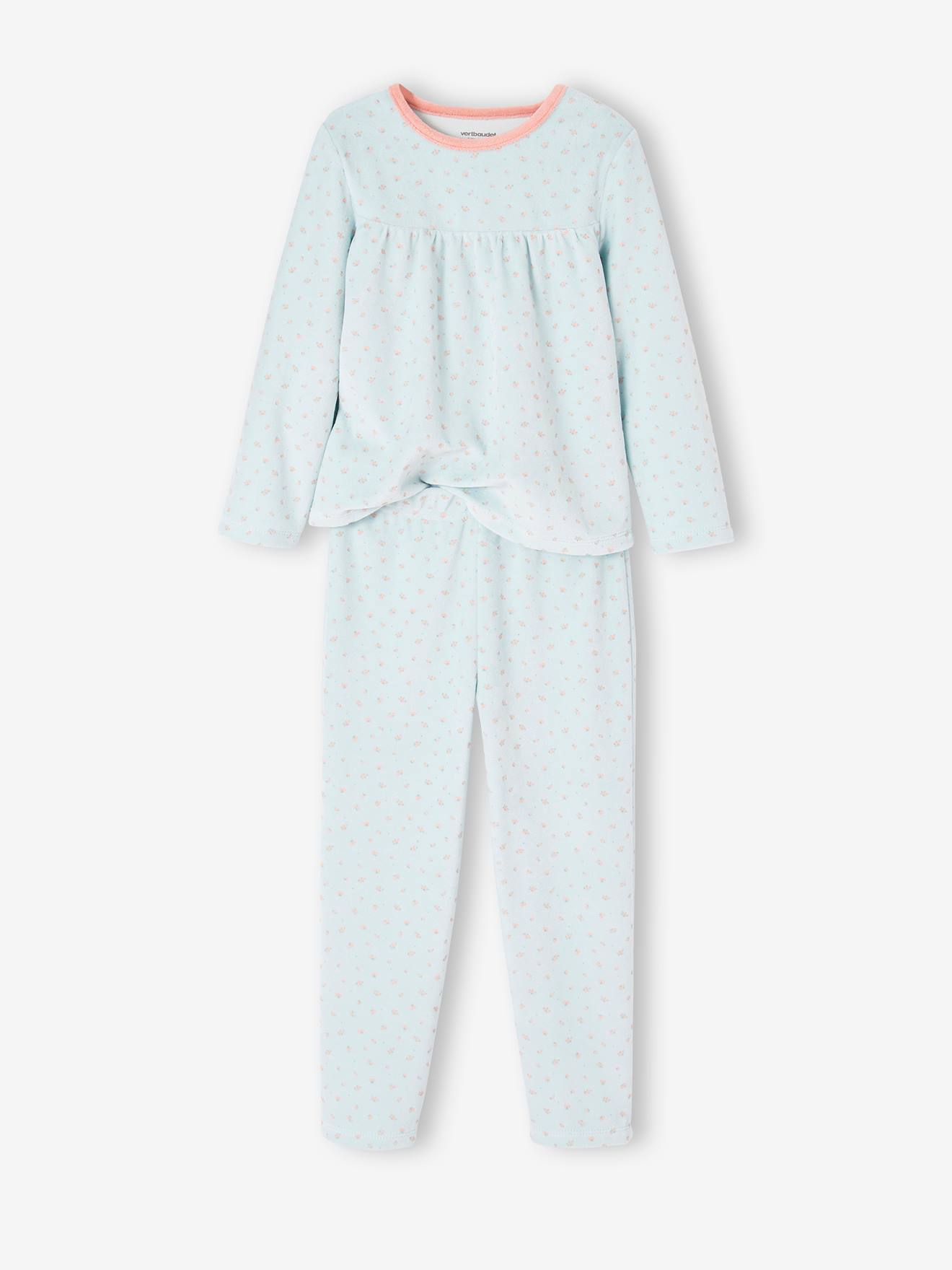 Conjunto com 2 pijamas florais para meninas, verde-água