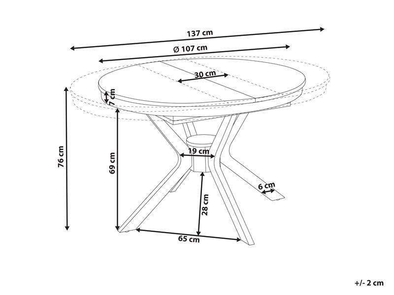 Eettafel uitschuifbaar TYMIS Zwart eikenhout 107 cm 107/137 cm