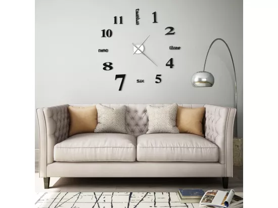 Horloge murale 3D Design moderne 100 cm XXL Noir