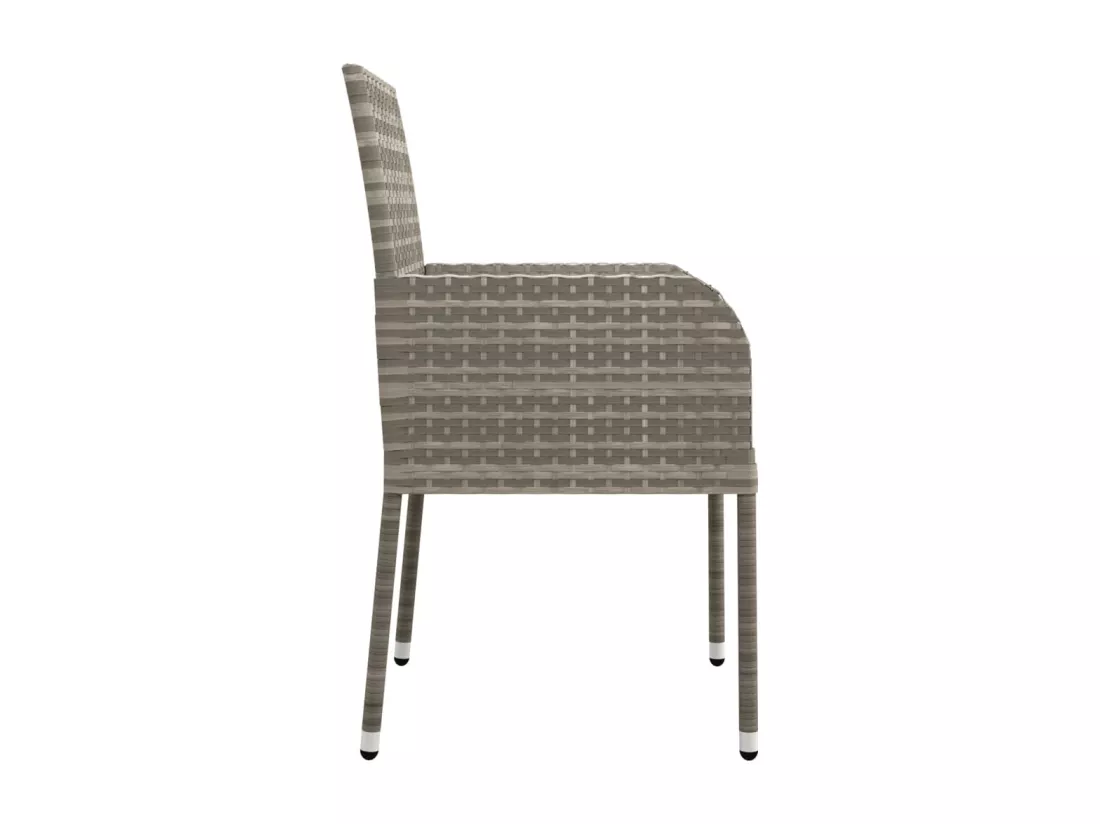 Ensemble à manger de jardin 9 pcs coussins gris résine tressée