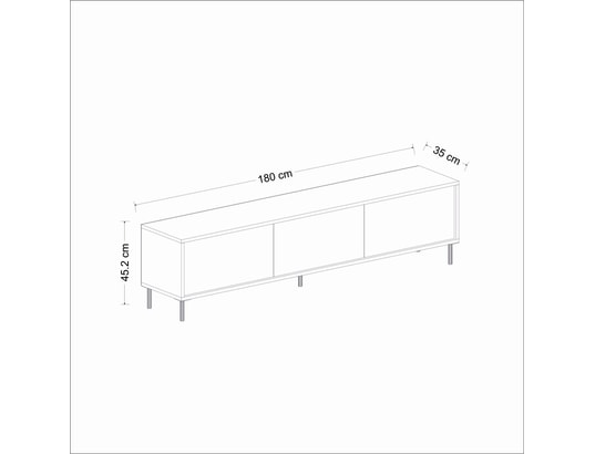 CONCEPT1 - Meuble TV Imaj Marbre Blanc, Or 180 x 45,2 x 35