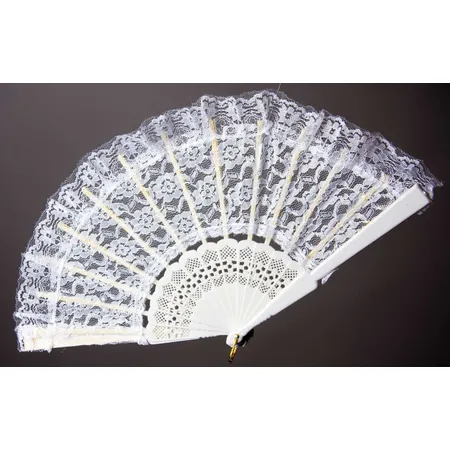 Festartikel Müller Spitzenfächer, ca. 23 cm, weiß