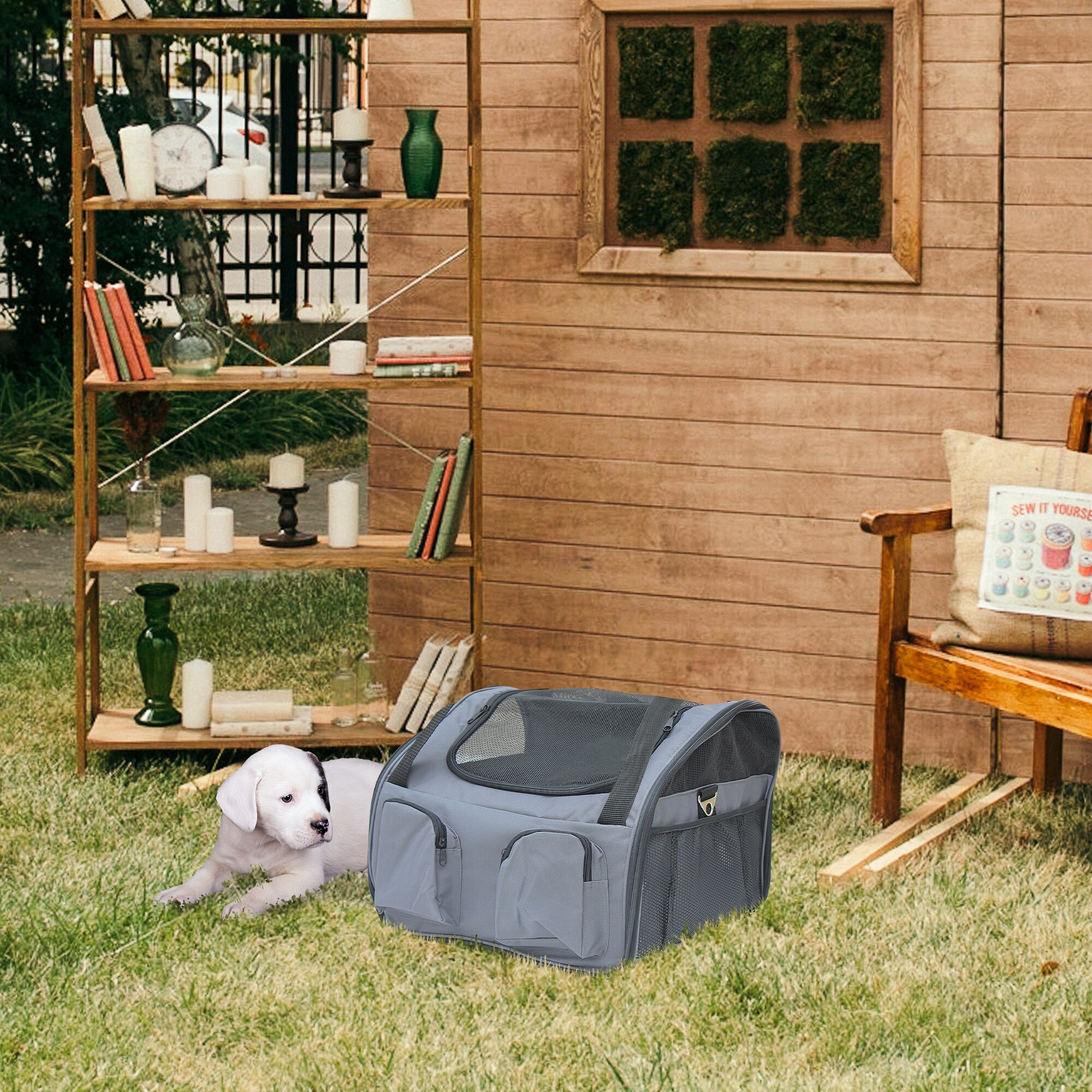 PawHut Hundebox fürs Auto faltbar grau 41 x 34 x 30 cm (LxBxH)