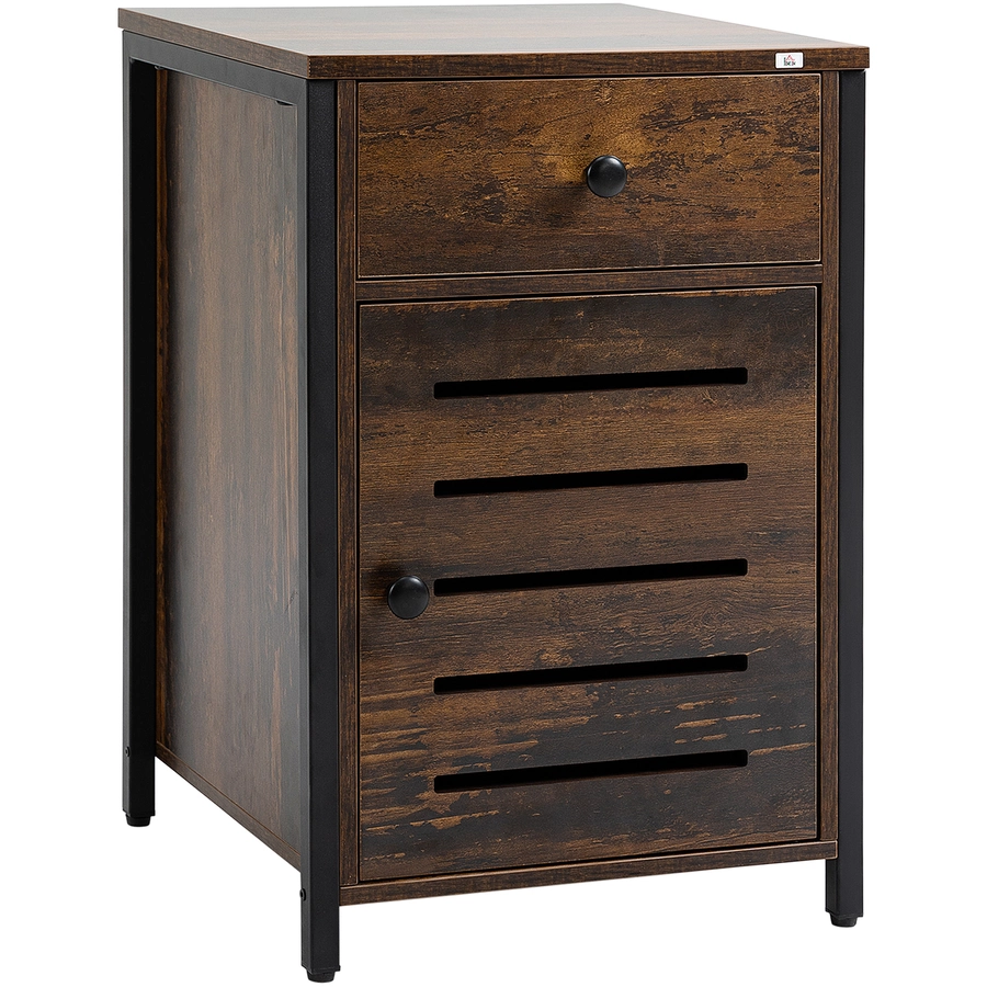 HOMCOM Nachttischschrank mit Schublade braun