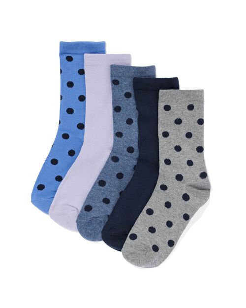 chaussettes en coton à pois - 5 paires bleu