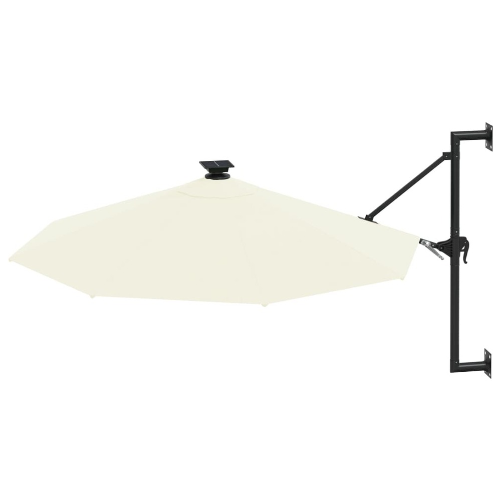 Parasol mural avec mât métallique et led 300 cm sable