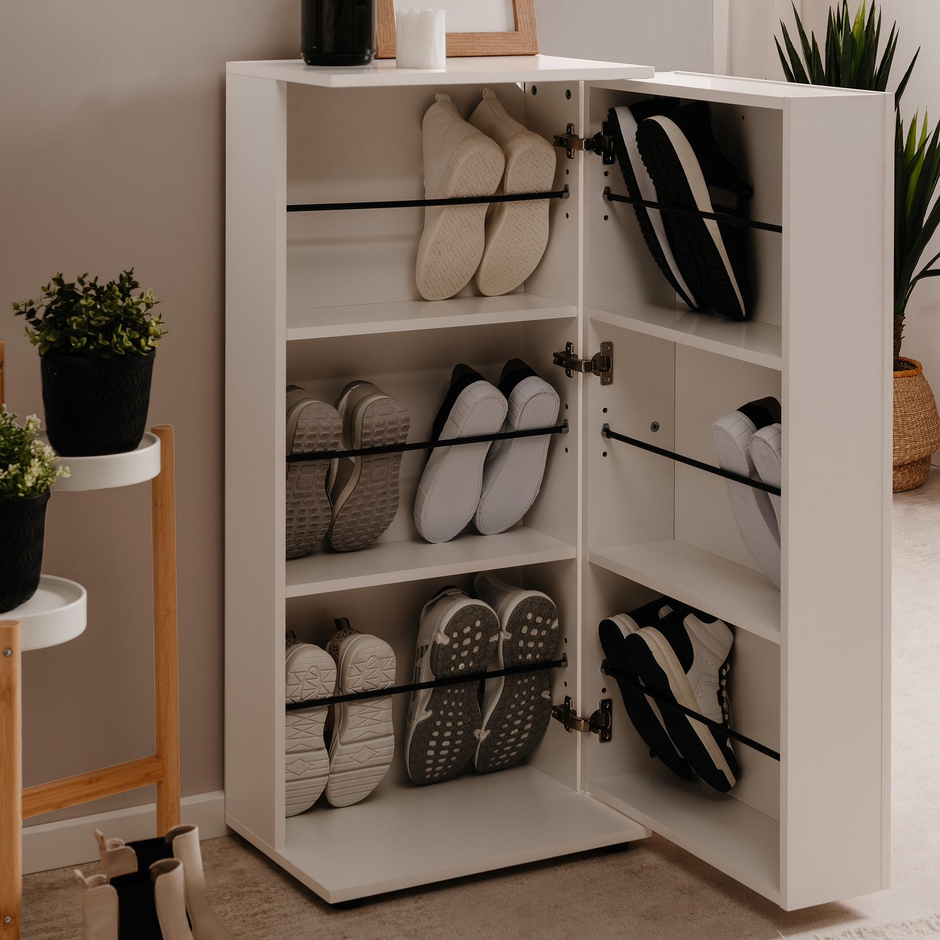 Schuhschrank SATOS - weiß - 4 Einlegeböden