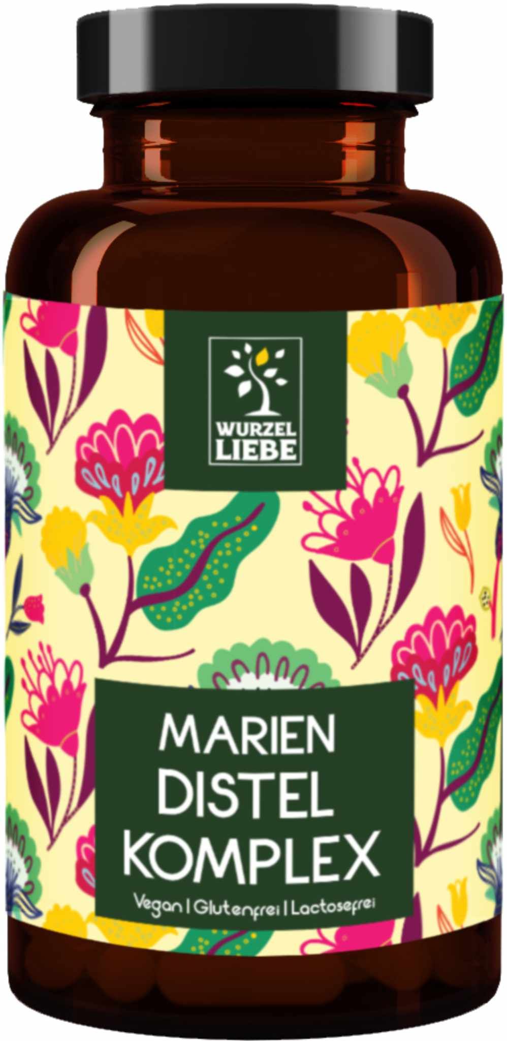 WURZELLIEBE Mariendistel Kapseln mit Artischockenextrakt & Löwenzahn mit 80% Silymarin - 120 Kapseln