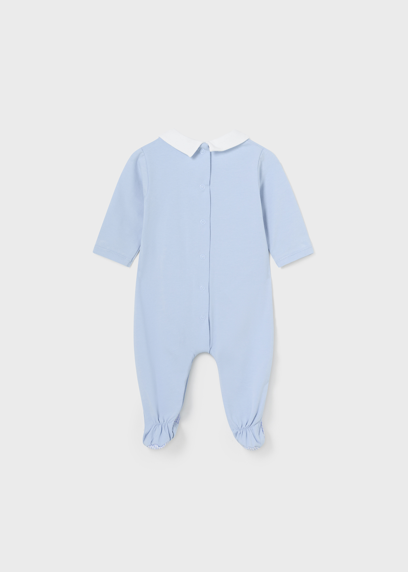Macacão comprido Better Cotton com estampa de elefantes para recém-nascidos, azul celeste