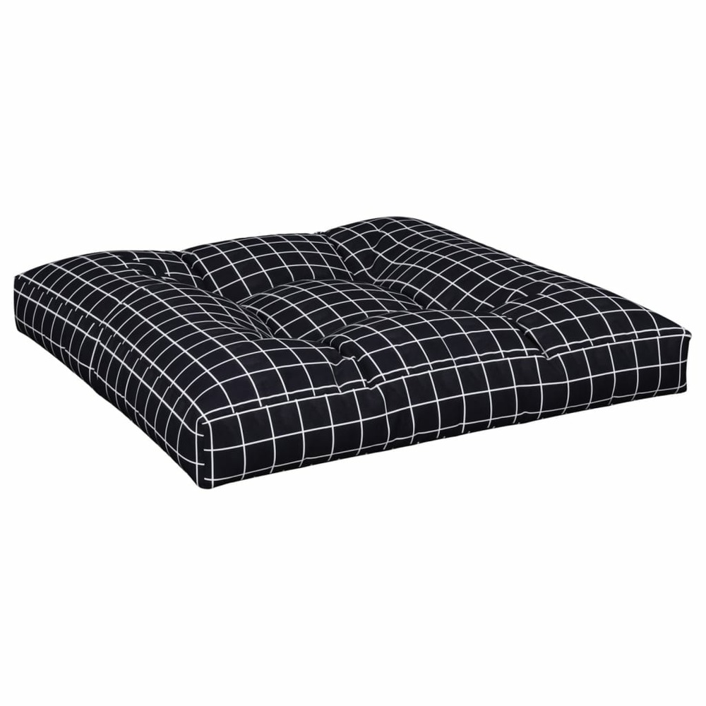 Coussins de palette 2 pcs motif à carreaux noir tissu