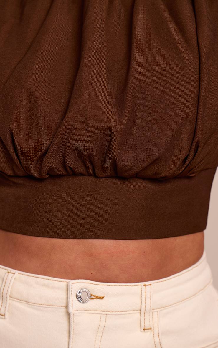 Chocolat Top Shape Tissé Froncé À Encolure Bateau